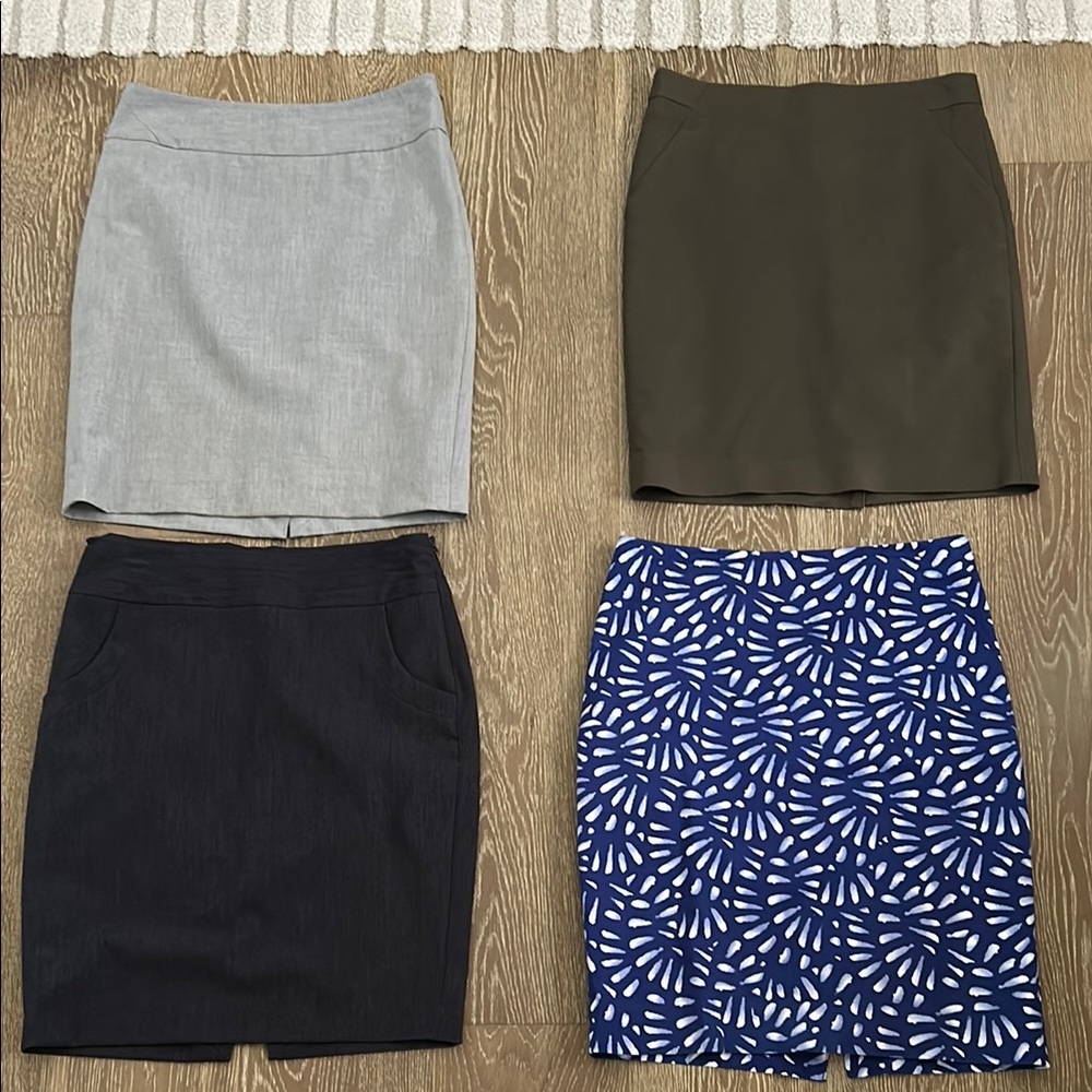 Stylish Women's Skirt Collection (4 pieces) - Black, Gray, Blue, Green